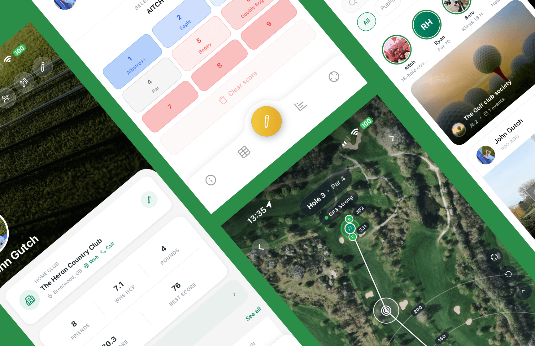 Foremates golf product interface montage